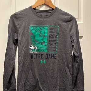 Notre Dame Youth Large New no tags Never worn Under Armour Gray Crew Neck Shirt